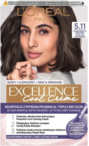 Permanent hair dye Excellence Cool Creme shade 5.11 Ultra ash light chestnut