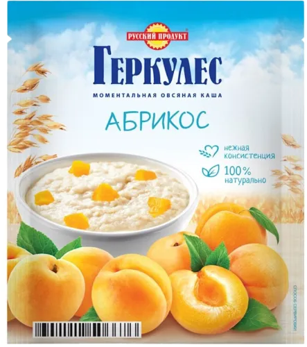 Oatmeal porridge Russian Product Hercules with apricot