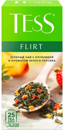 Çiyələk və şaftalılı yaşıl dəmləmə çayı Flirt