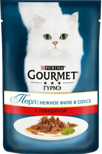Sulu yem pişiklər üçün Perle Beef Pouch 3 aydan 12 aya qədər