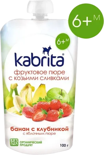 Фруктовое пюре с козьими сливками яблочное пюре с бананом и клубникой с 6 месяцев