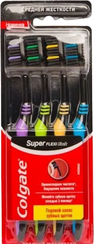 Diş fırçası dəsti Super Flexi Black orta sərtlik 4 əd