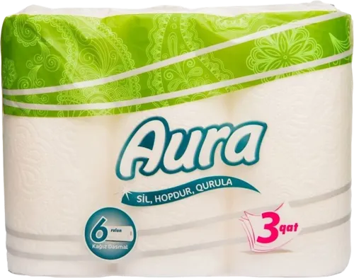Mətbəx üçün kağız dəsmal 6 rulon 3 qatlı ağ