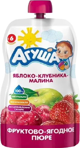 Uşaqlar üçün püre Яблоко-Клубника-Малина