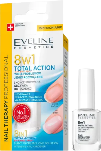 Eveline 8-in-1 Nail Therapy Professional Highly Effective Nail Plate Regeneration and Strengthening Treatment