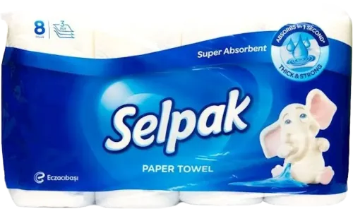 Mətbəx üçün kağız dəsmal 8 rulon 3 qatlı ağ