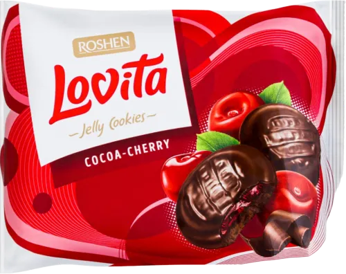 Печенье Lovita с желейной начинкой какао и вишня