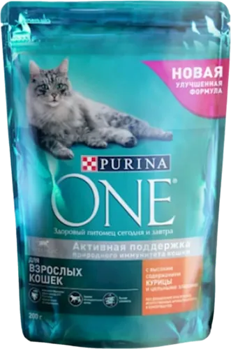 Сухой корм для взрослых кошек с курицей и цельным злаками пакет