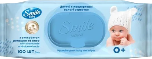 Детские влажные салфетки baby с экстрактом ромашки алоэ и витаминным комплексом