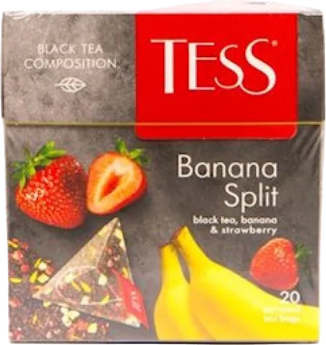 Çiyələk və bananlı qara paket çayı Banana Split
