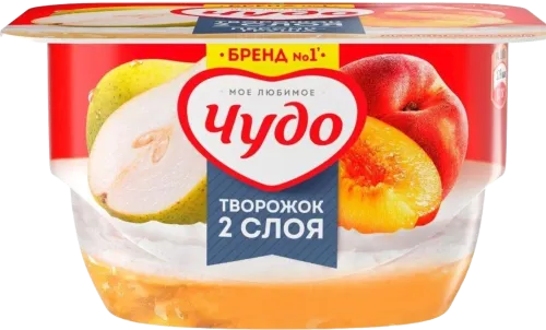 Творожок со вкусом персика и груши 