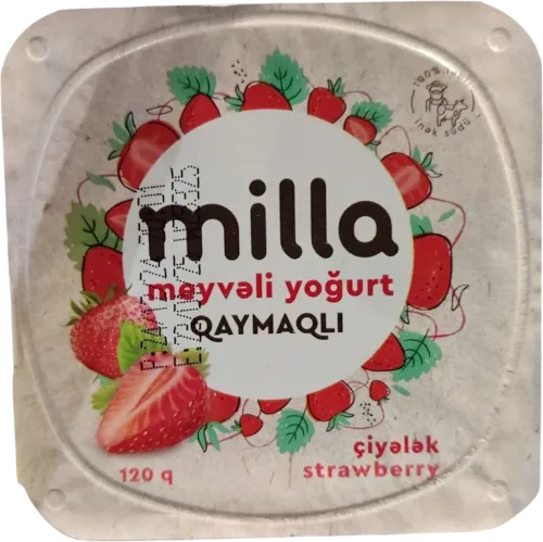 Qaymaqlı yoqurt çiyələk dadı ilə