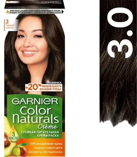 Saç üçün qalıcı krem-boya Color Naturals 3 Tünd şabalıd