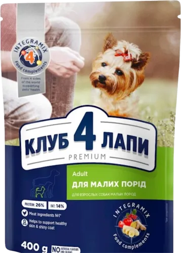 Xırda cins itlər üçün quru yemək quzu əti ilə Club 4 paw