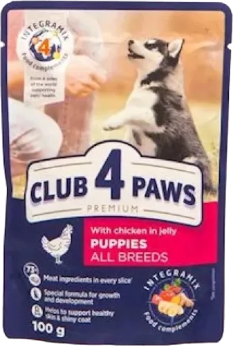 Sulu yem 4 Club paws bütün cins kiçik itlər üçün toyuq ilə