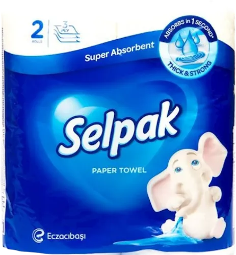 Mətbəx üçün kağız dəsmal Super Absorbent 2 rulon 3 qatlı ağ