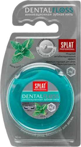 Зубная нить Professional Dental Floss Антибактериальная супертонкая с волокнами серебра Мята 30 метров