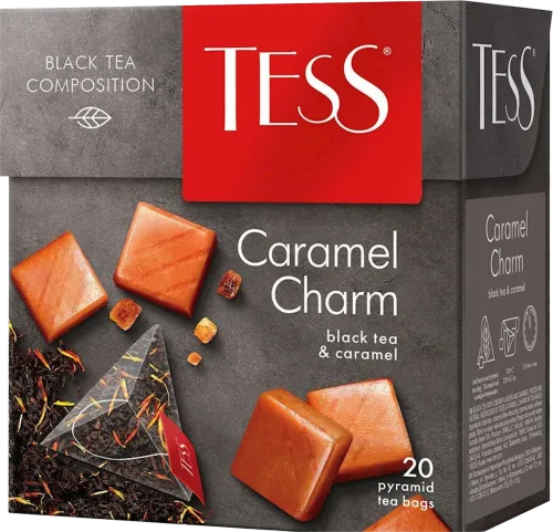 Karamelli qara paket çayı Caramel Charm