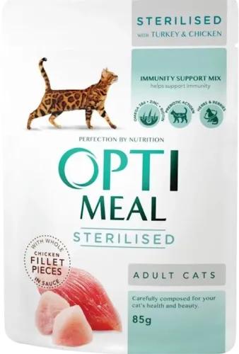  Sterilized Wet Cat Food for Sterilized Cats with Turkey and Chicken from 7 to 12 Month