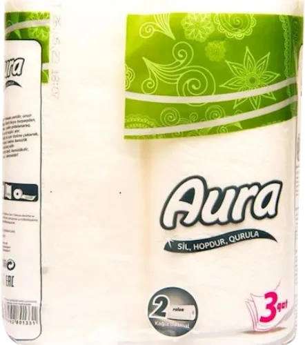 Mətbəx üçün kağız dəsmal 2 rulon 3 qatlı ağ