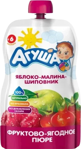 Uşaqlar üçün püre Яблоко-Малина-Шиповник