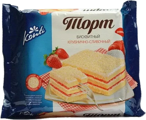 Бисквитный торт клубничный
